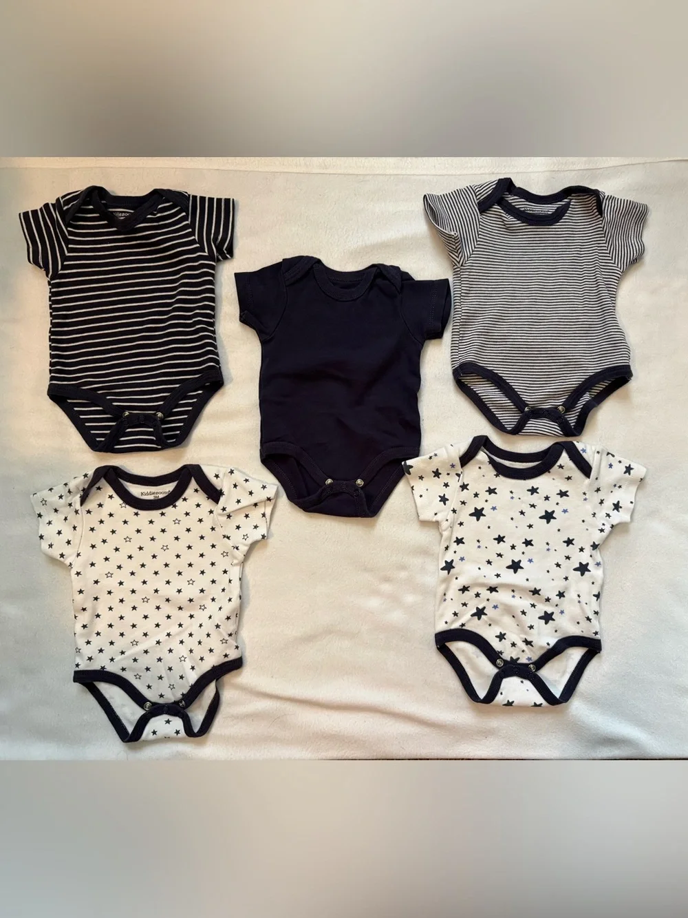 Navy & White Star and Stripe Baby One-Piece Bodysuits with pants- Pack